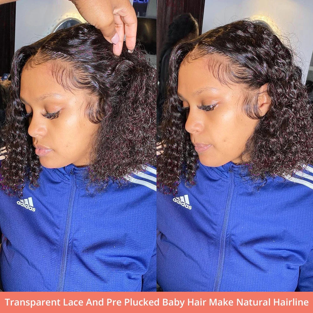 Pre Cut 7x5 Glueless Short bob Wigs Curly Human Hair Wig Deep Wave 13x4 13x6 Lace Front Human Hair Wig 250% HD Lace Frontal Wigs