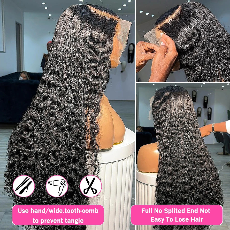 Rosabeauty 30 32 inch Curly Hd Lace Wig 13x6 Human Hair Wig Deep Wave Frontal Wig Brazilian Water Wave Human Hair Wigs For Women