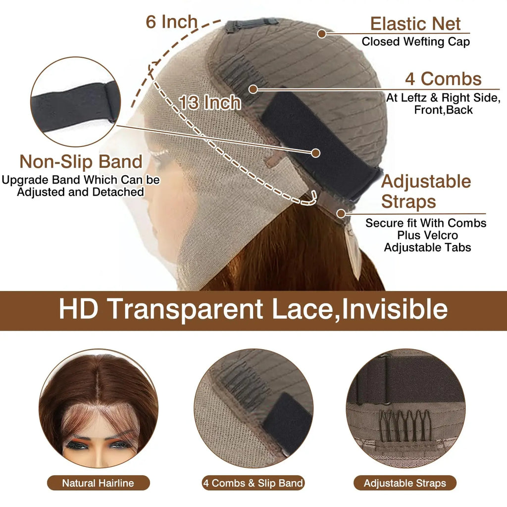 40 Inch Straight Chocolate Brown 13x6 Human Hair Wigs Hd Lace Front Wigs Pre Plucked 100% Real Human hair Wig For Black Women