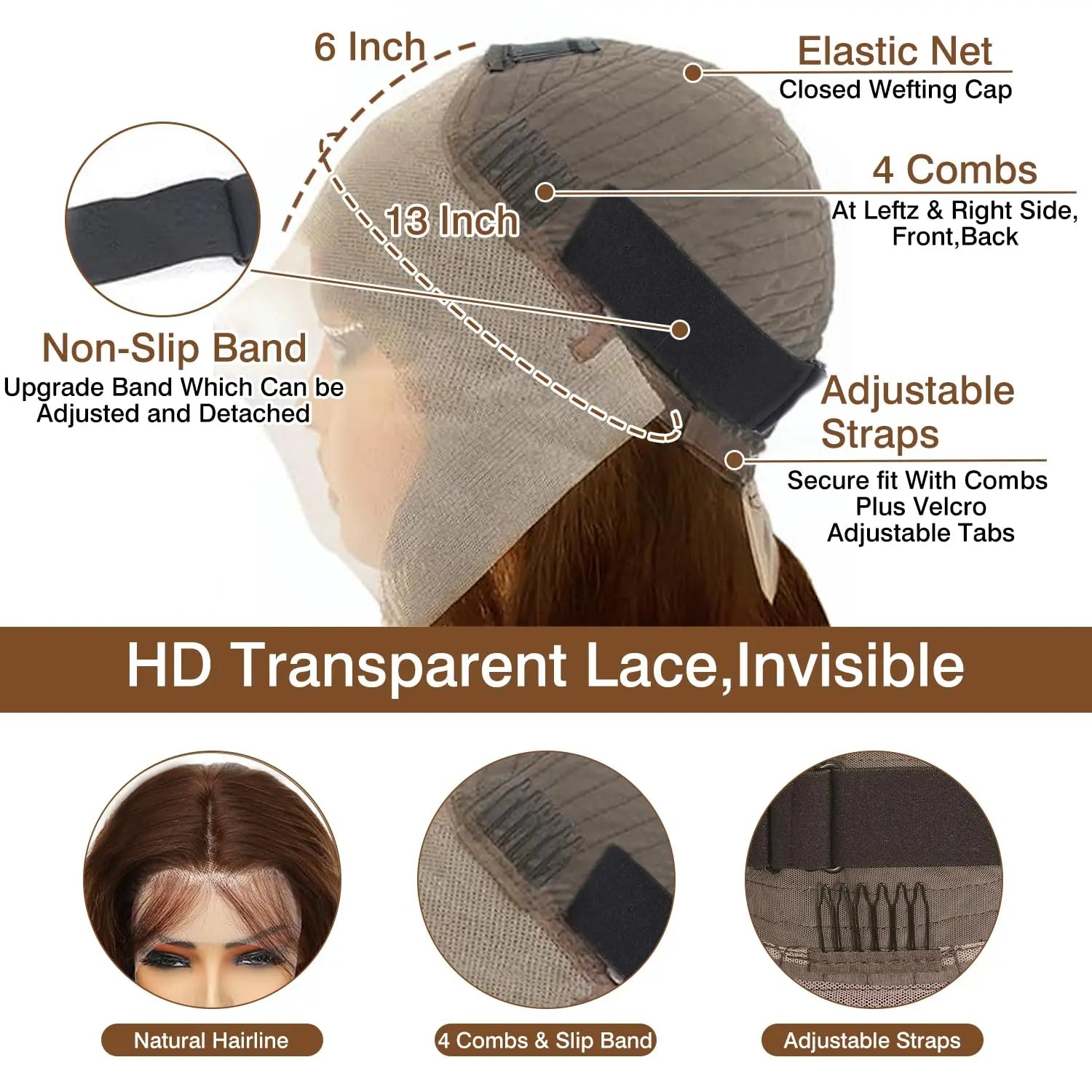 40 Inch Straight Chocolate Brown 13x6 Human Hair Wigs Hd Lace Front Wigs Pre Plucked 100% Real Human hair Wig For Black Women