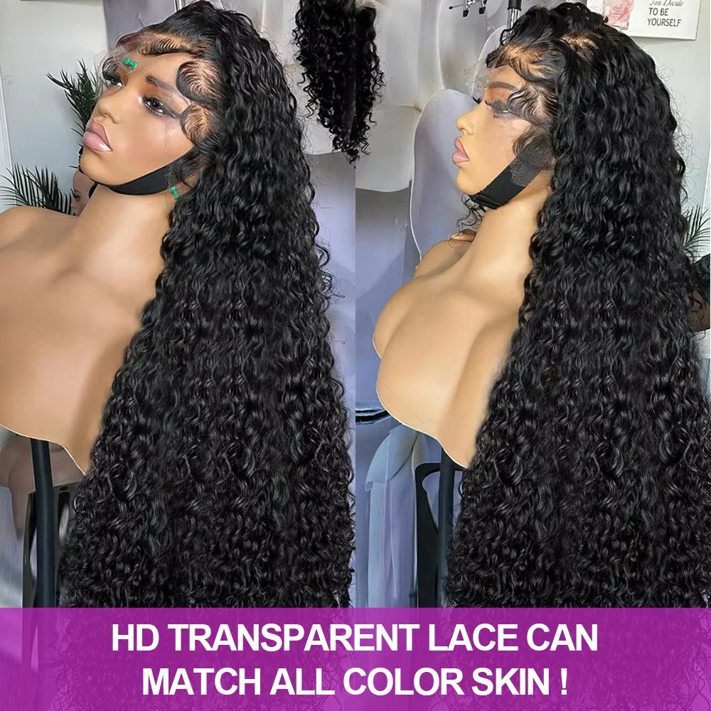 40 46 Inch Deep Wave 13x6 13x4 Hd Lace Front Human Hair Wig 250 Density Water Curly 360 Lace Frontal Wigs Human Hair For Women
