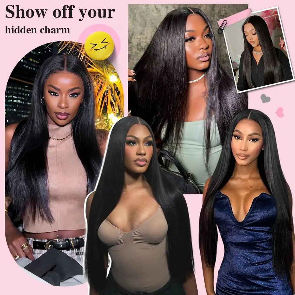 40 42 Inch 13x4 13x6 HD Transparent Bone Straight Lace Front Wigs 250% Brazilian Human Hair Wigs 5x5 Glueless Lace Closure Wigs
