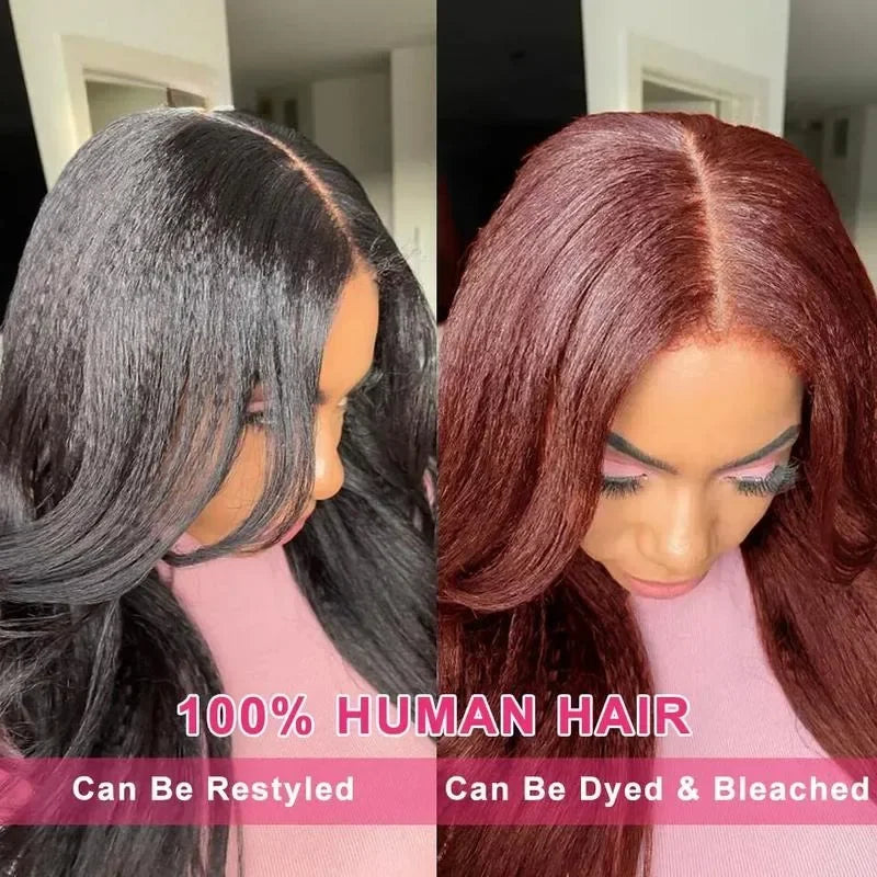 360 HD Lace Front Wigs Human Hair Hidden Strap Kinky Straight Human Hair Wig 200% Density Human Hair Wig For Women Natural Black