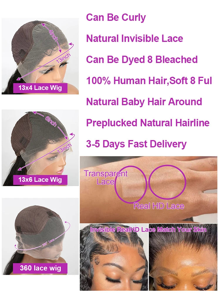 40 46 Inch Deep Wave 13x6 13x4 Hd Lace Front Human Hair Wig 250 Density Water Curly 360 Lace Frontal Wigs Human Hair For Women