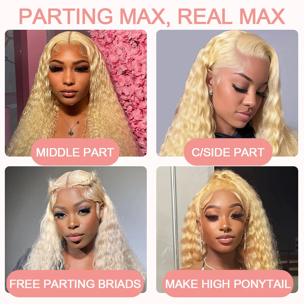 40 Inch Honey Blonde 613 HD Lace Frontal Wig 13x6 Curly Wigs Preplucked Loose Deep Wave Wigs Human Hair 13x4 Lace Frontal Wig