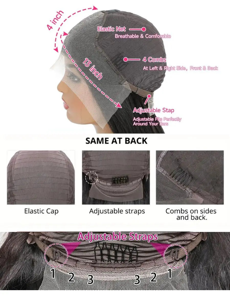 Put On and Go 40inch 250% Density Body Wave Human Hair Wigs 13x4 Lace Frontal Wig Brazilian Hair