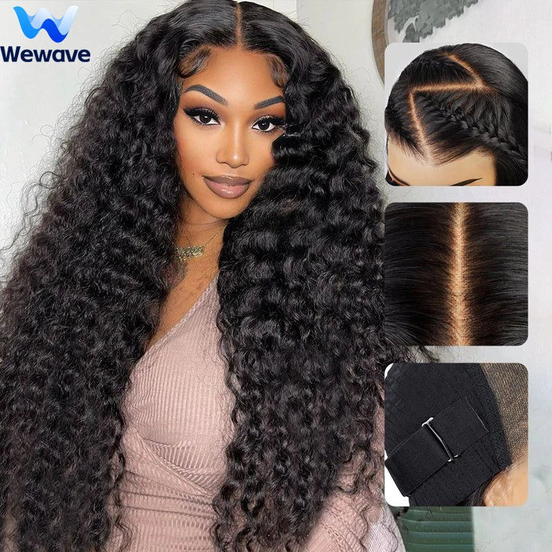 Wewave 13x6 Hd Lace Frontal Wig Water Wave Human Hair Wig Curly Wigs 1b Black Deep Wave Wigs Brazilian Hair Wigs Human Hair