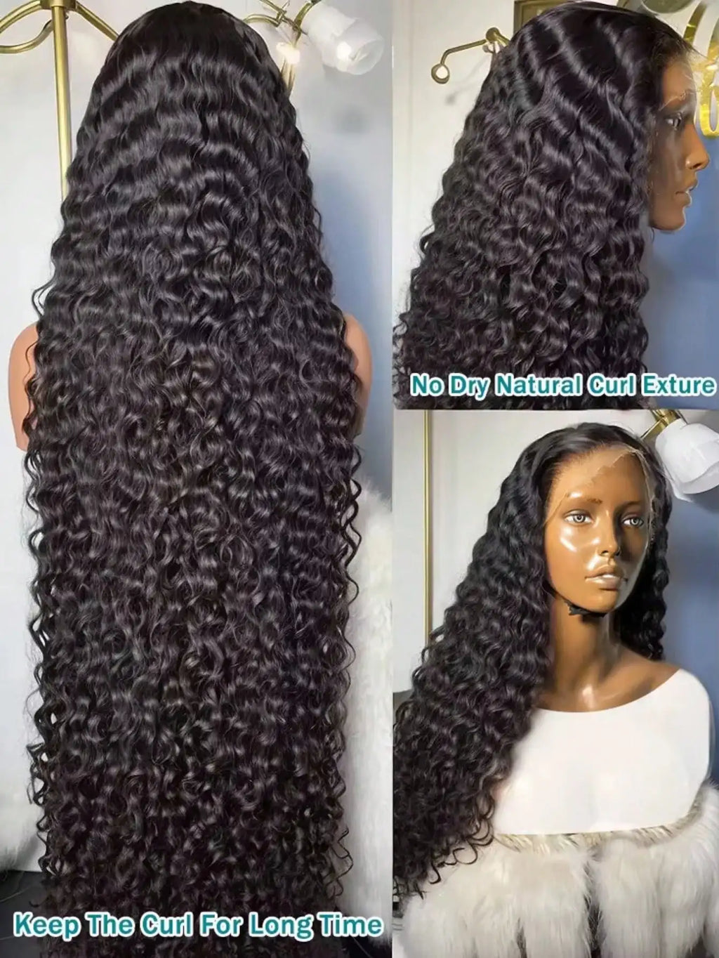 250% 13x4 Curly Lace Frontal Wigs Human Hair 250% Density Deep Wave Lace Front Wig Human Hair Transparent Lace Curly Wigs
