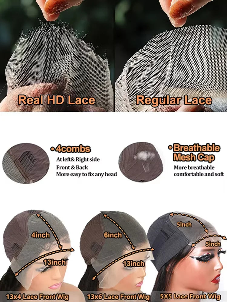 40 46 Inch Curly Human Hair Wig Deep Wave 13x6 Hd Lace Front 100% Human Hair Wigs For Black Women Lace Frontal Pre Plucked Wig