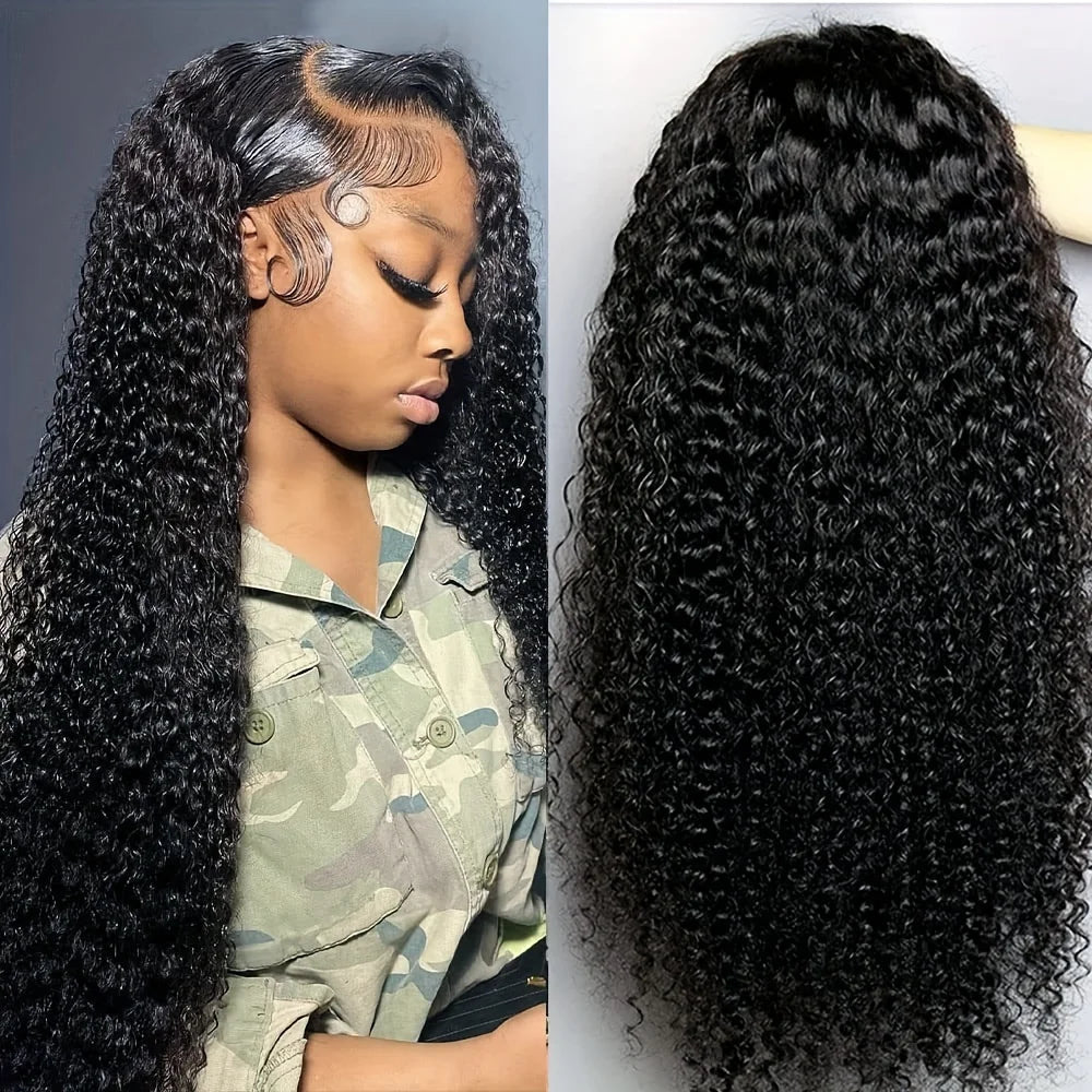250% 13x4 Curly Lace Frontal Wigs Human Hair 250% Density Deep Wave Lace Front Wig Human Hair Transparent Lace Curly Wigs