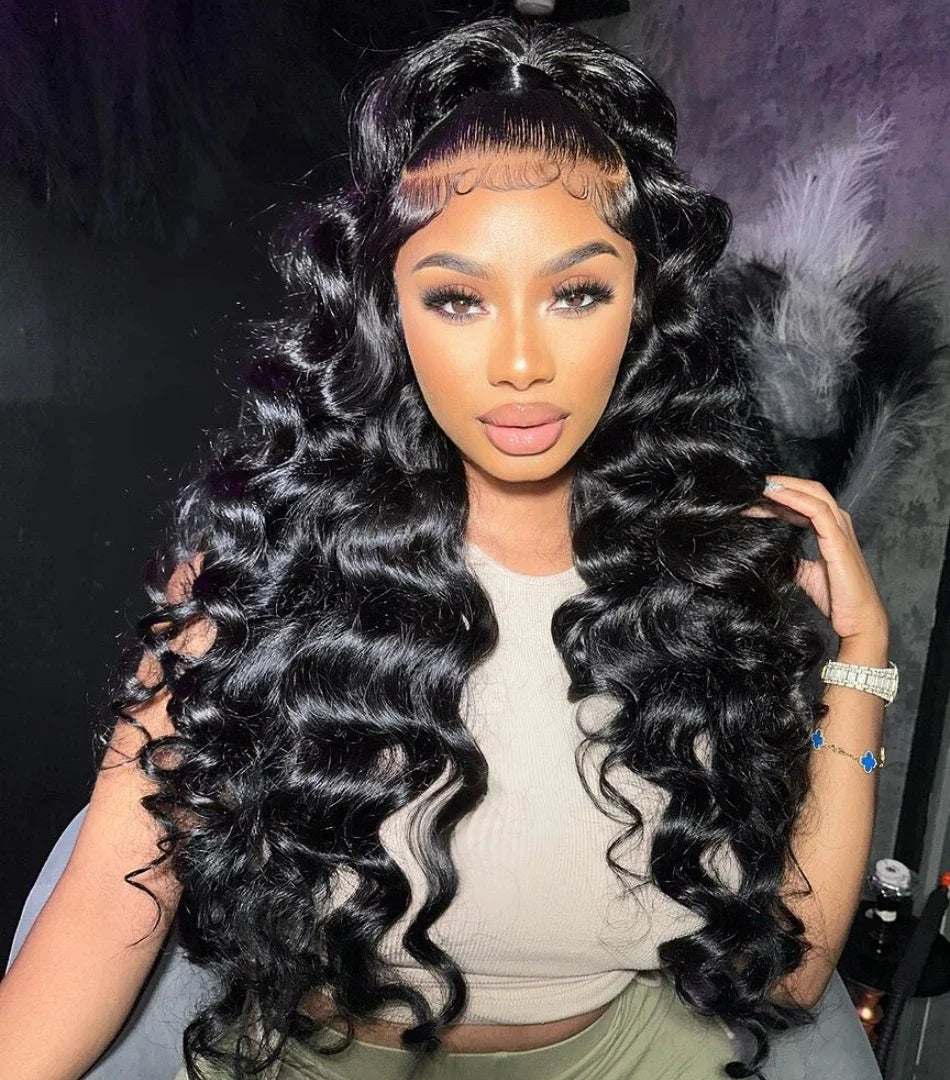 250% 30 40Inch Human Hair 13x6 HD Lace Frontal Wig Brazilian Loose Deep Wave Curly Human Hair 360 Full Lace Front Wig Preplucked