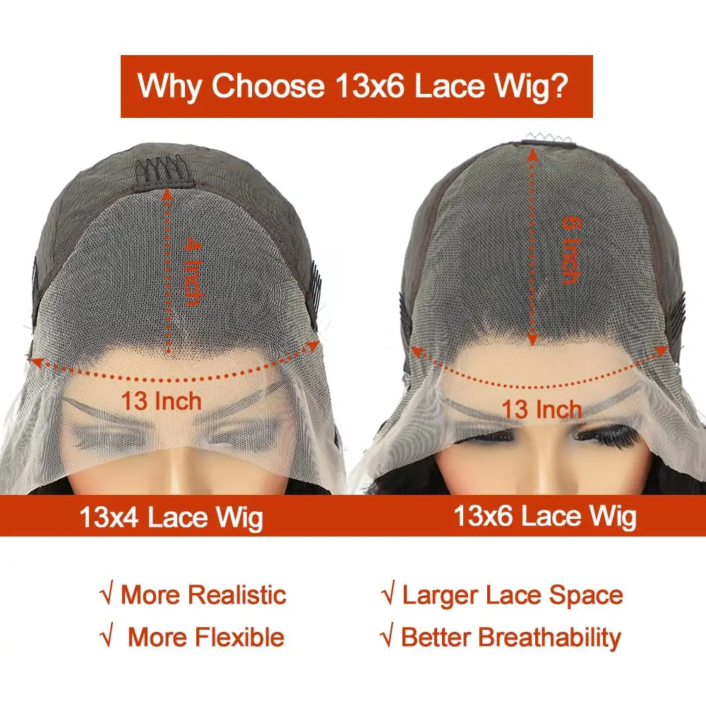 Ginger Orange 36 Inch Lace Front Wigs Human Hair Body Wave 13x6 HD Lace Front Wig Human Hair 180% Density Pre Plucked Remy Hair