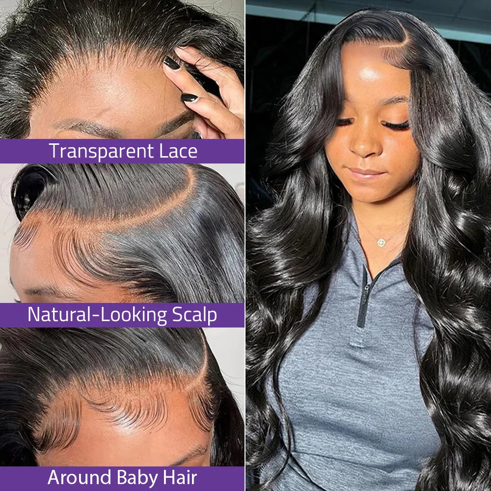 30 38 Inch Body Wave 13x6 HD Lace Frontal Wig Brazilian 13x4 Transparent Lace Front 100% Human Hair Wigs For Women Pre Plucked