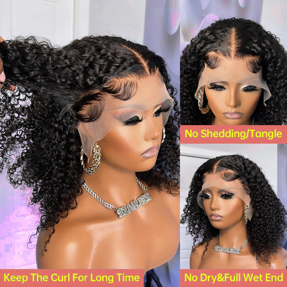 Pre Cut 7x5 Glueless Short bob Wigs Curly Human Hair Wig Deep Wave 13x4 13x6 Lace Front Human Hair Wig 250% HD Lace Frontal Wigs