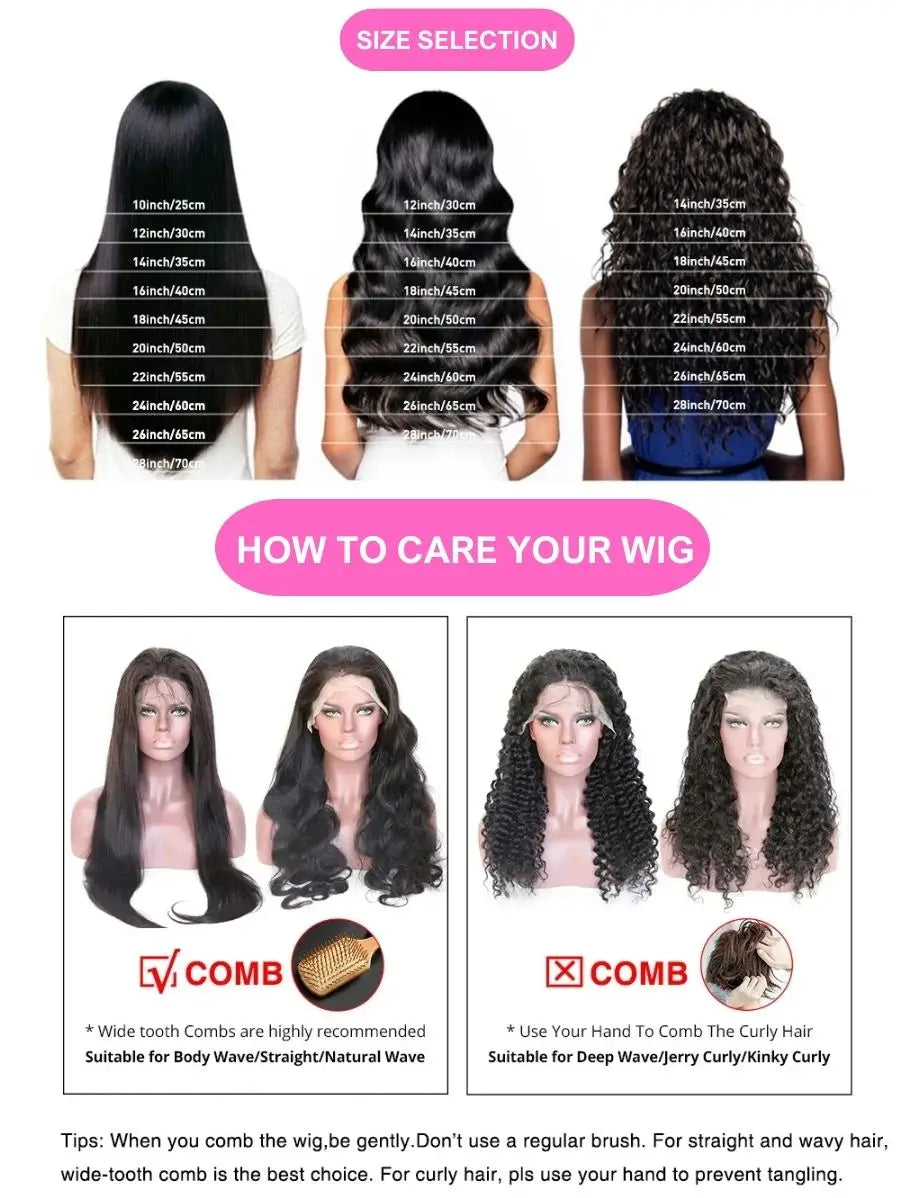 Put On and Go 40inch 250% Density Body Wave Human Hair Wigs 13x4 Lace Frontal Wig Brazilian Hair