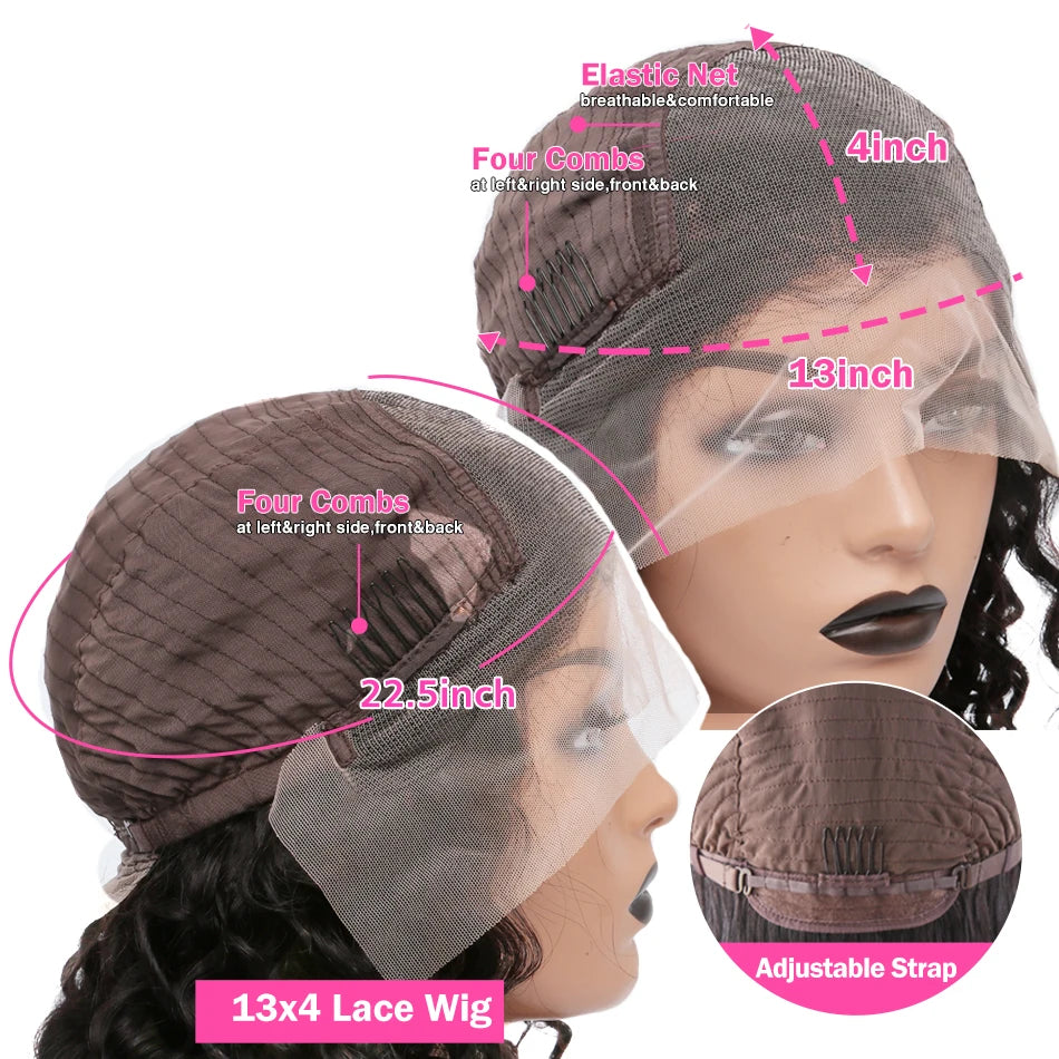 Rosabeauty 30 32 inch Curly Hd Lace Wig 13x6 Human Hair Wig Deep Wave Frontal Wig Brazilian Water Wave Human Hair Wigs For Women