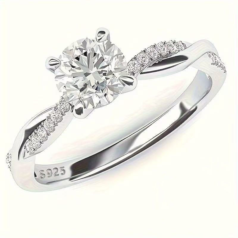 Silver Plated Moissanite Inspired Engagement Ring