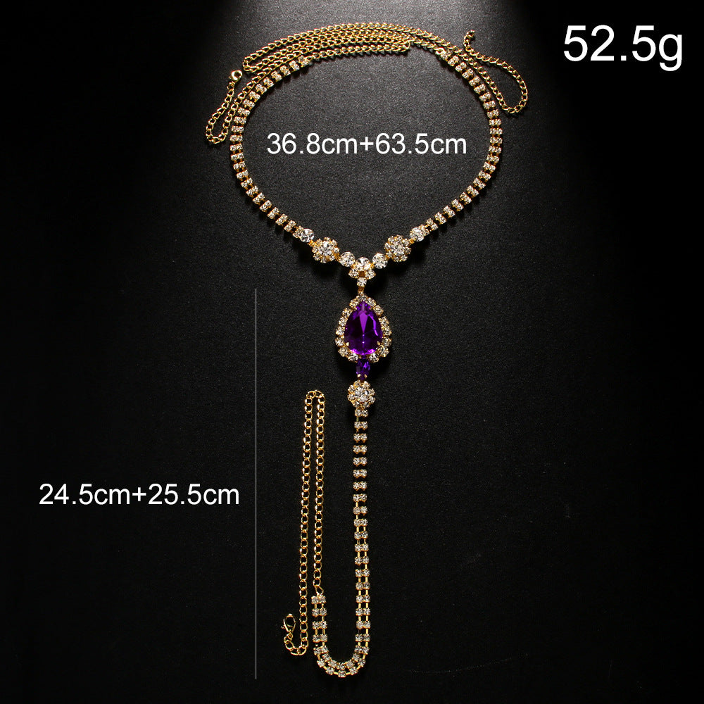 Purple Diamond Drop Underwear Chain Nightclub Sexy