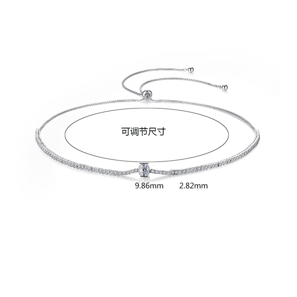 Pull-out Adjustable Copper Inlaid Zirconium Necklace Fashionable Korean Version Of The Card Neck