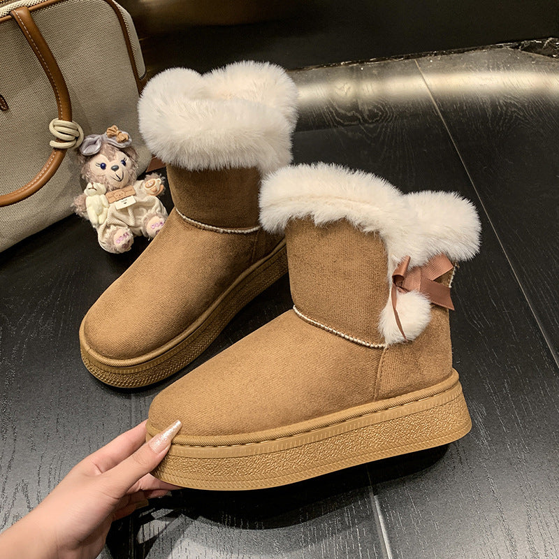 Women's Mid-Calf Fleece-Lined Thickened Thermal Cotton Boots