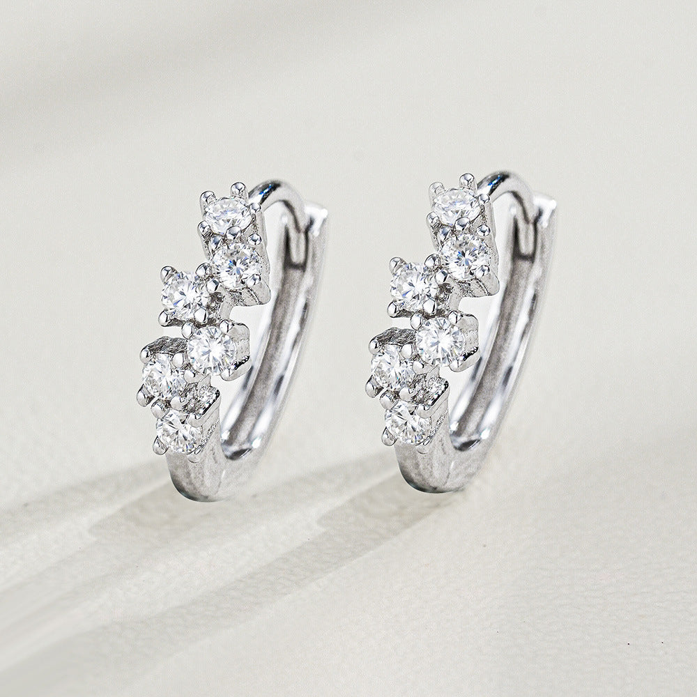 Hip-hop Hit S925 Sterling Silver Moissanite Earrings Square Geometry