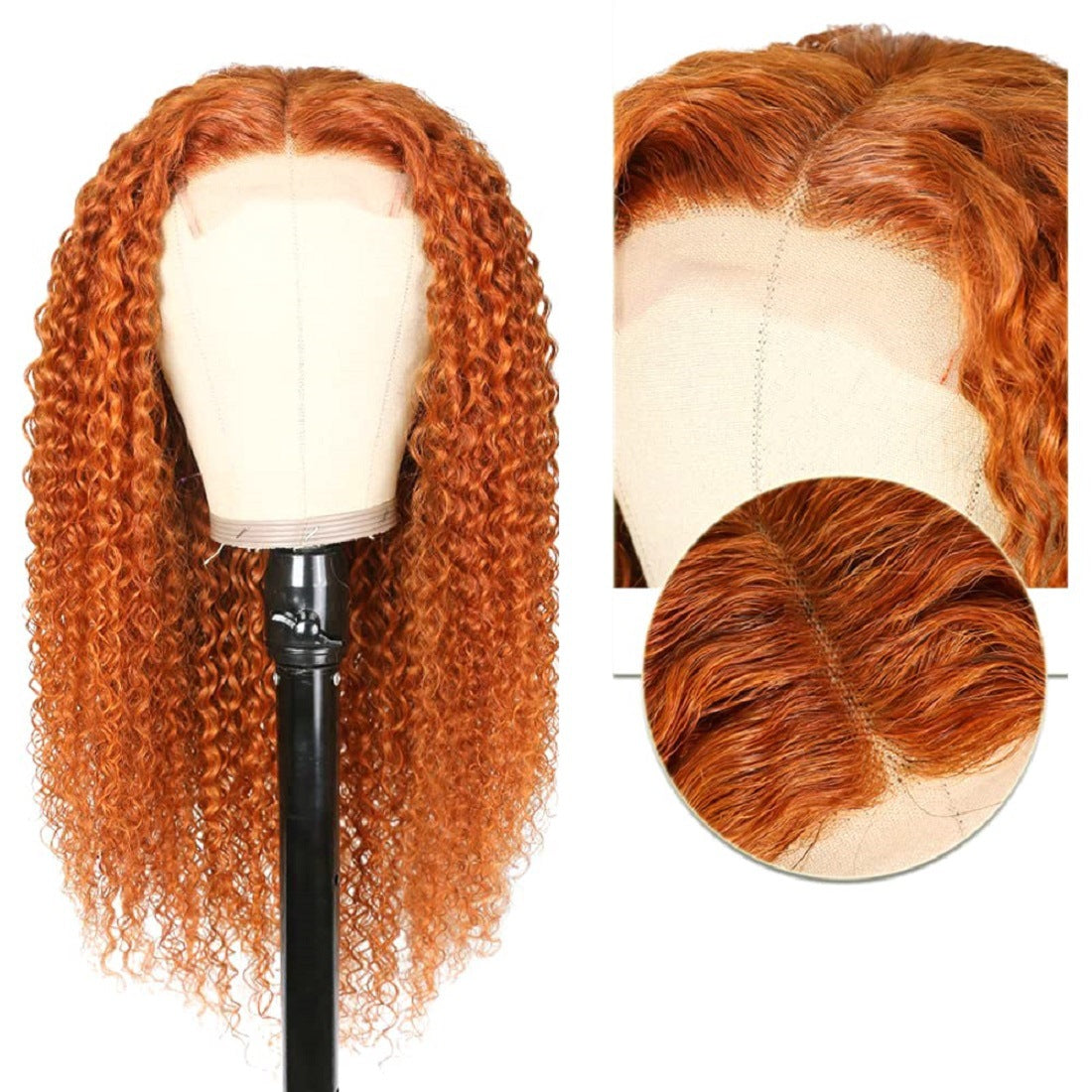 Front Lace Small Curly Orange Curly Hair,Human hair wig