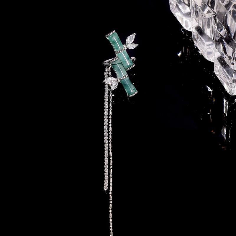 Female Versatile Double-layer Bamboo Tassel Ear Bone Clip