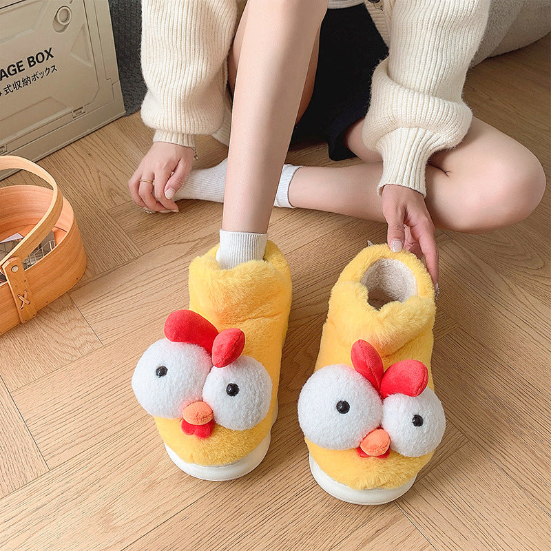 Cute Chick Cotton Slippers Women Winter 2025 New Home Indoor