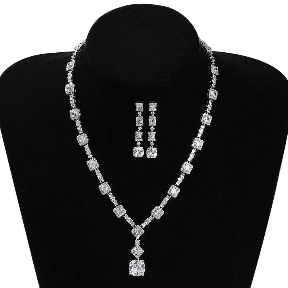 Copper Inlaid Zircon Citrine Necklace Earring Set