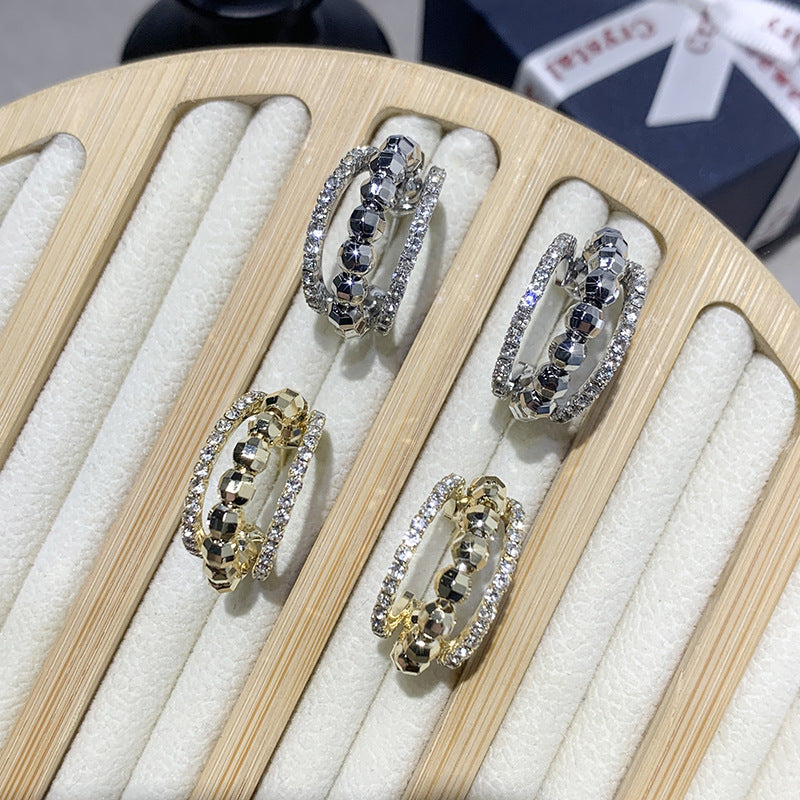 Fashionable Temperament Three-layer Micro Inlaid Zircon Earrings