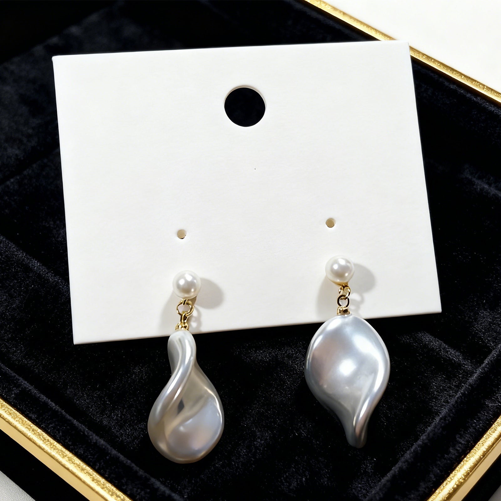 Irregular Pearl Drop Earrings-0172