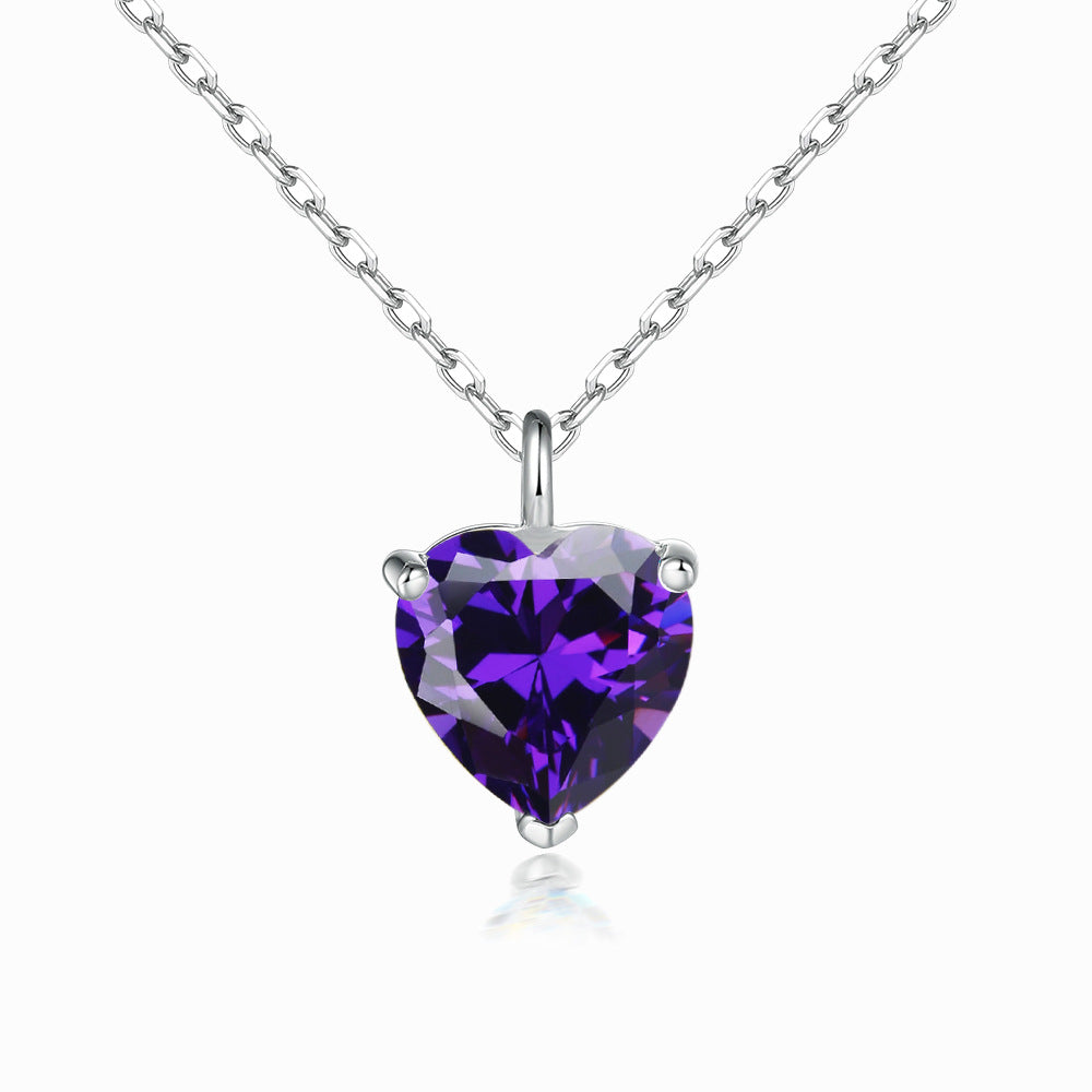 Simple Heart-shaped Zircon Pendant Necklace Versatile